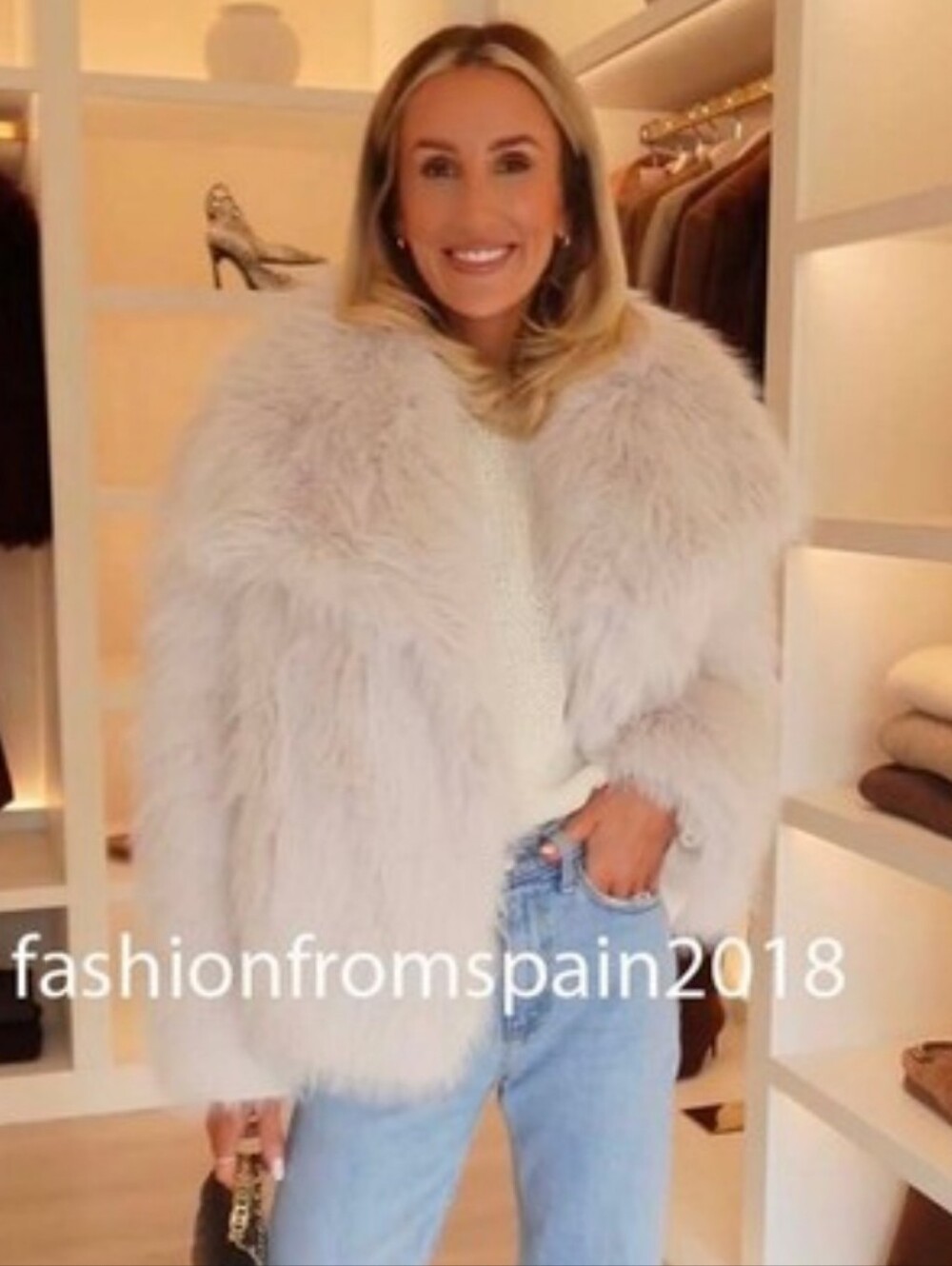 Zara Faux Fur Coat in Cream Size L - Picture 3 of 13